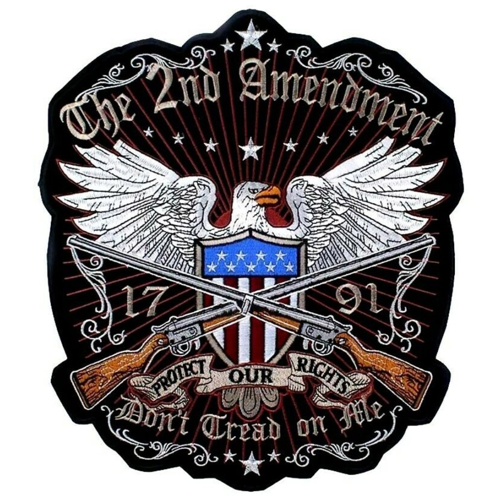 Large 2nd Amendment Biker Patch Iron On 12"